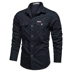 Freizeithemden FüR Herren Outdoor-Baumwolle Military Washed Langarm Herren Größe Plus Style Hemd Herren Hemden Hemd Türkis Herren Kariert von Generic