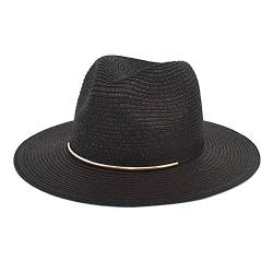 Frosch Band Herren- und Strohhut Sommer Outdoor Reisen Sonnenschirm Sonne Strohhut Britischer Gentleman Jazz Hut Fischerhut Hut Vintage Damen (Black, One Size) von Generic