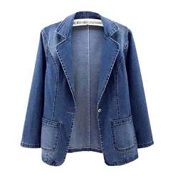 Frühling Denim Anzug Jacke Damen Langarm One Button Vintage Casual Herbst Jean Blazer Oberbekleidung Blue M von Generic