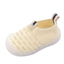 Frühling und Sommer Kinder Kleinkinder Jungen und Mädchen Sportschuhe mit flachem Boden, weichem Fliegengewebe, atmungsaktiv, bequem, fester, lässiger Stil Kleidschuhe für (Yellow, 12-15 Months) von Generic