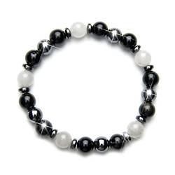 Fukugems Hematite Black Obsidian White Quartz Crystal Viel Glück Armband, Feng Shui Armband, Stretch Heilung Armband für Frauen Männer von Generic