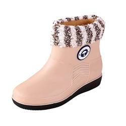 Gefütterte Gummistiefel Damen Wasserdicht Winddicht Damenstiefel Gummistiefeletten Damen Weitschaft Gummistiefel Rutschfeste Regenstiefel Winterstiefel Warme Stiefel D 39 von Generic