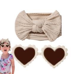 Generic Baby-Stirnbänder mit Schleifen, Baby-Stirnbänder für Mädchen mit Schleifen | Kopfbedeckungsbrillen-Set für Kinder - Weiche Nylon-Baby-Stirnbänder mit Sonnenbrille, Baby-Mädchen-Stirnbänder mit von Generic