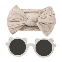 Generic Baby-Stirnband-Bögen,Baby-Bogen-Stirnbänder - Baby-Stirnbänder und Brillen-Set,Baby-Mädchen-Schleifen-Stirnband-Sonnenbrillen-Set, niedliche Nylon-Schleifen-Haarbänder, Haar-Accessoires für von Generic