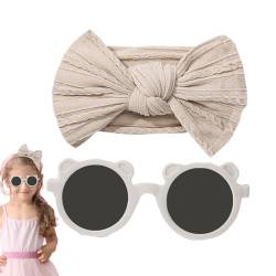 Generic Baby-Stirnband-Bögen,Baby-Bogen-Stirnbänder - Baby-Stirnbänder und Brillen-Set,Baby-Nylon-Stirnbänder und Sonnenbrillen, elastische Haarbänder mit Haarschleife, Haarschmuck für Babys von Generic