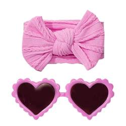 Generic Baby-Stirnband-Bögen,Baby-Bogen-Stirnbänder | Baby-Stirnbänder und Brillen-Set - Baby-Mädchen-Schleifen-Stirnband-Sonnenbrillen-Set, Nylon-Haarbänder, Schleife, elastisches Haar-Accessoire für von Generic