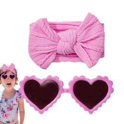 Generic Baby-Stirnband-Bögen,Baby-Bogen-Stirnbänder - Kopfbedeckungsbrillen-Set für Kinder | Baby-Mädchen-Schleifen-Stirnband-Sonnenbrillen-Set, Nylon-Haarbänder, Schleife, elastisches Haar-Accessoire von Generic