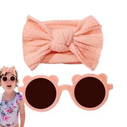 Generic Baby-Stirnband-Bögen,Baby-Bogen-Stirnbänder - Stirnbänder und Sonnenbrillen für Neugeborene,Baby-Mädchen-Schleifen-Stirnband-Sonnenbrillen-Set, niedliche Nylon-Schleifen-Haarbänder, von Generic