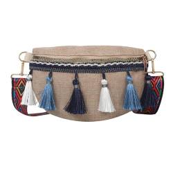 Generic Bohemian Fanny Pack, Ethnische Umhängetasche, Damen Fanny Pack, Brusttasche, Fanny Pack für Festival, Outdoor Urlaub, Straße, Blau von Generic