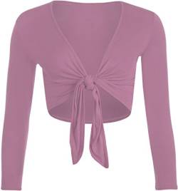 Generic Damen Bolero mit Langen Ärmeln und Krawatte, Bolero, geschnitten, Übergröße 36-54 Gr. 42 DE/44 DE = XL, Babyrosa von Generic