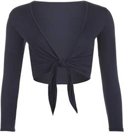 Generic Damen Bolero mit Langen Ärmeln und Krawatte, Bolero, geschnitten, Übergröße 36-54 Gr. 50/52 DE=3XL, Navy von Generic