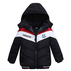 Generic Festliche Jacken Junge Kinder Reißverschluss Baby Mantel Streik Jungen Jacke Kleinkind Winter Kapuze Jungen Mantel Jacke Winterjacke Jungen 98 (Black, 2-3 Years) von Generic