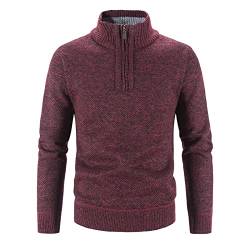 Generic Herren Strickpullover Herbst- und Winterpullover für Herren, schmaler Kragen, einfarbig, halber Reißverschluss, Strickboden, Hemden, Pullover Wintermantel Daunen Herren von Generic