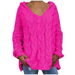 Generic Jacke Damen Winter Atmungsaktiv Kurz Leichte Jacke E-Girl Jacke Elegant Langarm Leichter Flauschig Wintermantel Damen Lang Mantel Damen Winter Kuschelpullover Damen Hot Pink L, XXL von Generic