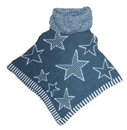 Generic Kinder Mädchen Poncho Einhorn Pailletten Pullover Schalkragen Rollkragen (Sterne Grau), 152-158 von Generic