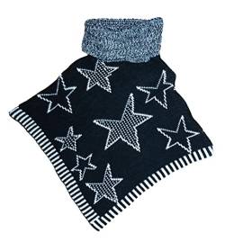 Generic Kinder Mädchen Poncho Einhorn Pailletten Pullover Schalkragen Rollkragen (Sterne Schwarz, 140-146) von Generic