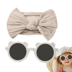 Generic Neugeborenen-Stirnband-Schleifen,Baby-Stirnband-Schleifen,Kinder-Brillen-Haarband-Sets - Weiche elastische Nylon-Haarbänder, Neugeborenen-Schleifen-Stirnbänder mit Baby-Sonnenbrillen-Set, von Generic