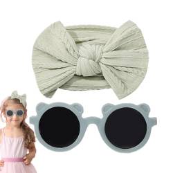 Generic Neugeborenen-Stirnband-Schleifen,Baby-Stirnband-Schleifen | Kopfbedeckungsbrillen-Set für Kinder | Weiche Nylon-Baby-Stirnbänder mit Sonnenbrille, Baby-Mädchen-Stirnbänder mit Schleife für von Generic