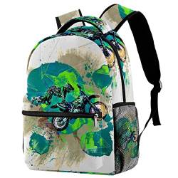 Generic Niedlicher Cartoon Kinderrucksack Motorradtechnik Reisetasche Rucksack Student Schul Rucksack Bookbag Für Männer Frauen Kinder Wanderrucksack 29.4x20x40cm von Generic