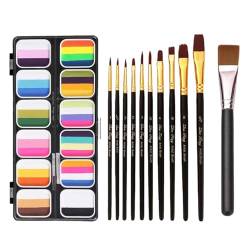 Generic Schminkpalette, Schminkpalette für Erwachsene, 12 Farben Gesichtsbemalungs-Make-up-Set, Professionelle waschbare Körperkunst-Malpalette, Gesichtsbemalungs-Make-up-Set für Männer von Generic