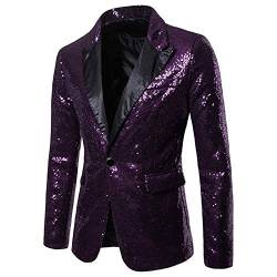 Glitzer Anzug Herren, Herren Pailletten Sakko Gold Glitzer Blazer Slim Fit Hochzeit Mantel Langarm Smokingjacke Herrenjacke Performance-Kostüm für Hochzeit und Party Formelle Kleidung für Herren von Generic