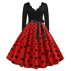 Glitzer Kleid Damen Minikleid Knielang Schwarzes Kleid Prinzessin Kleid Elastische Taille Umstandskleid Festlich Winterkleid Mädchen Business Kleider Rot L von Generic