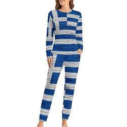 Griechenland Flagge Damen Schlafanzug Lange Pyjama Set Zweiteiliger Nachtwäsche Langarm Hausanzug Sleepwear von Generic