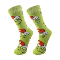 Grinch Kostüm, Weihnachtssocken Herren Damen Lustige Weihnachten Socken Grinch Kuschelsocken Festival Unisex Weihnachts Sockens Grinch Frauen Manner Weihnachtssocken Christmas Socks von Generic