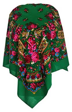 Grün Damen Schal Tuch Umschlagtuch 100% Wolle, mit Paisley und Blumen hochwertige Stola - sehr hohe Qualität 85cm x 85cm von Generic