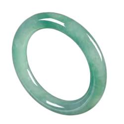 Grüner Jade-Armreif für Frauen, natürlich, Retro, chinesisches rundes, eisgrünes, schwimmendes Blumen-Jadeit-Armband, echt, mit Zertifikat von Generic