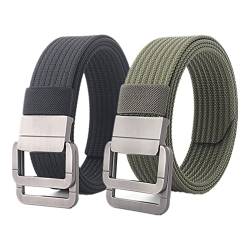 Gürtel Herren, Military Doppel D-Ring verstellbare Schnalle Nylon taktischer Gürtel, 2er-Pack von Generic