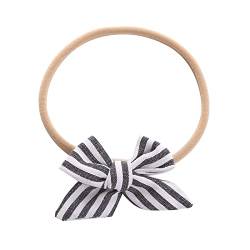 Haarband Damen Kurze Haare Kleinkind Baby Mädchen Gestreifte Drucke Stirnband Bowknot Elastisches Haarband Für Kleinkinder Loopschal Kinder von Generic