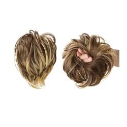 Haarknoten, Chignon, glattes Haar, Haarteil, synthetischer unordentlicher Dutt mit elastischem Gummiband, Duttverlängerung, Pferdeschwanz-Haarteile für Frauen, Haarknotenverlängerungen (Farbe: 10H86 von Generic