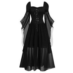 Halloween Kostüm Damen, Lange Abendkleider Halloween Kostüm Damen Gruselig Sweatkleid Halloween Kostüm Damen Übergröße Cordkleid Frauen Etuikleid Elegant Für Hochzeit Kleid (Schwarz,M) von Generic