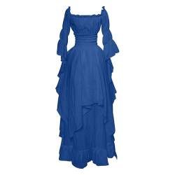 Halloween Kostüme Damen Mittelalter Renaissance Kleid Viktorianisches Prinzessinnenkleid Maxikleid Karneval Faschingskostüme Langes Cocktailkleid Ballkleider Cosplay Party Kleidung Blau S von Generic