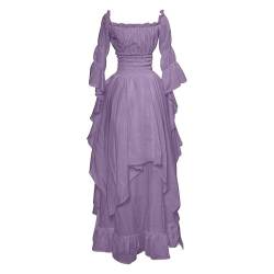 Halloween Kostüme Damen Mittelalter Renaissance Kleid Viktorianisches Prinzessinnenkleid Maxikleid Karneval Faschingskostüme Langes Cocktailkleid Ballkleider Cosplay Party Kleidung Violett 3XL von Generic