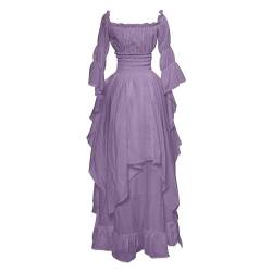 Halloween Kostüme Damen Mittelalter Renaissance Kleid Viktorianisches Prinzessinnenkleid Maxikleid Karneval Faschingskostüme Langes Cocktailkleid Ballkleider Cosplay Party Kleidung Violett M von Generic