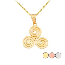 Halskette Anhänger mit keltischem Knoten Triskele Swirl aus 9 Karat Gold (Gelb/Rosa/Weiß) (verfügbare Kettenlänge 40 cm – 45 cm – 50 cm – 55 cm). 40 cm von Generic