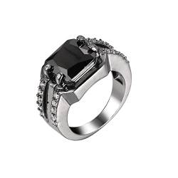 Hand Für Ringe Frauen glänzender schwarzer Kristall Zirkonia quadratische Form Ring Versprechen Ringe Verlobung Ehering Ringe Basteln Set (Black, 7) von Generic