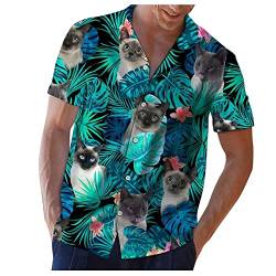 Hawaii Hemden Männer Herren Hemd Kurzarm Funky Hawaiihemd Herren Lässiges Stehkragen Sommerhemde Freizeit Hemd Herrenhemden Wanderhemd Beach Farben Grün 3XL von Generic