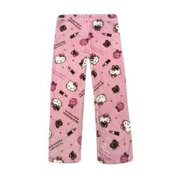 𝑯ello 𝙆itty Schlafanzug Damen Hosen Lang Flanell Pyjama Hose Damen Schlafhose Weich Kawaii Pyjamas Anime Bequeme Winter Schlafanzughose Kuschelhose Flauschig von Generic