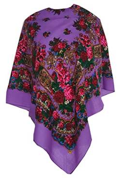 Hellviolett Damen Schal Tuch Umschlagtuch 100% Wolle, mit Paisley und Blumen hochwertige Stola - sehr hohe Qualität 85cm x 85cm von Generic