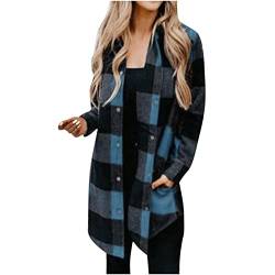 Hemd Damen Kariertes mit Knopfleiste Flanell Langarm Dickes Hemden Lässiges Hemdbluse Oktoberfest Bluse Karo Tunika Baumwolle Oberteile Übergangsjacke Hemd Mantel Freizeitjacke Frühlingsangebote von Generic