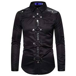 Hemd Gothic Steampunk - Langarmshirt Herren Umlegekragen Shirt Langarm Mittelalter Vintage Slim Fit Lässig Luftig Punk Retro Mode Oberteile Top Langarmhemd Für Männer von Generic