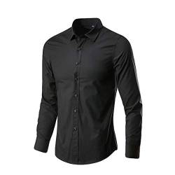 Hemd Herren Regular Fit Hemd Langarm Freizeithemd Männer Langarm T-Shirt Bügelfrei Regular Fit Hemd Regular Businesshemd Schwarz XXL von Generic