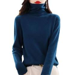 Herbst/Winter Pullover Halten Warm Solide Wolle Pullover Frauen Hoher Kragen Einfarbig Langarm Lose Top, marineblau, XL von Generic