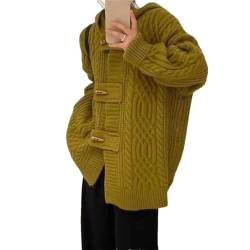 Herbst Winter Cardigan Sweater Jacke Damen Horn Knopf Kapuze Strickmantel Female Casual Tops, Oliv-en8, XX-Large von Generic