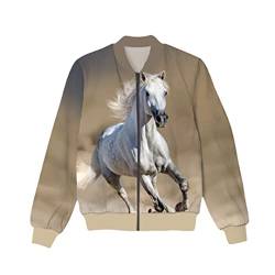 Herren 3D Tierdruck Pferd T-Shirt Sweatshirt Reißverschluss Hoodies Dünne Jacke Hose Casual, Dünne Jacke, Small von Generic
