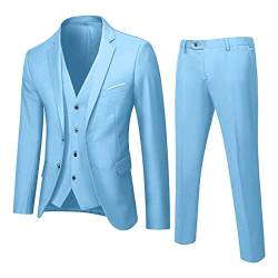 Herren Anzug 3 Teilig Modern Fit Hochzeit Anzüge Komplett Business Blazer 3-teiliger Jacke Weste Hosenanzug Slim Fit Männer Vintage Party Klassisch Charmant Sets Herrenanzug Set von Generic