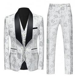 Herren Anzug 3-teilig Slim Fit Einreihig EIN Knöpfe Hochzeit Weihnachten Karneval Abschlussball Kostüm Smoking Anzug Blazer Weste Hosen von Generic